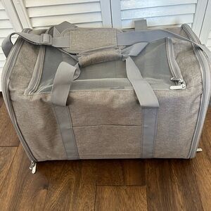 Pet Carrier. Lightweight heather gray nylon. Never used in excellent condition.